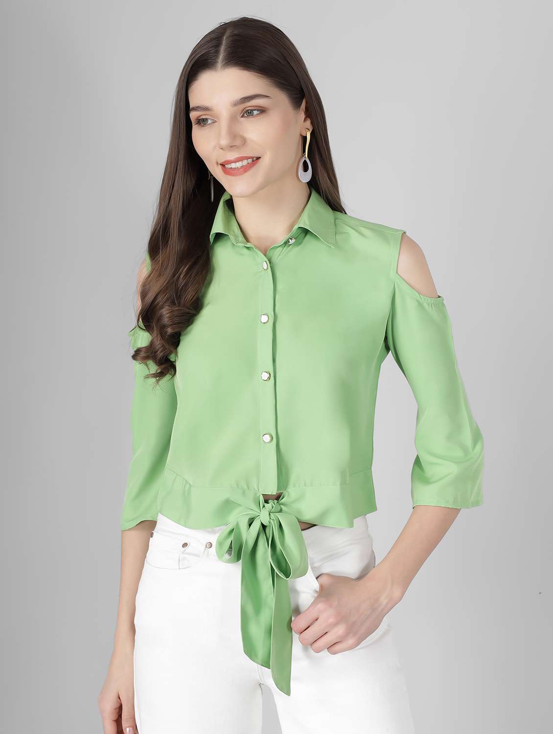 cold shoulder solid shirt