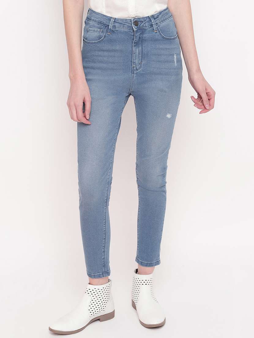 high rise stone washed jeans 