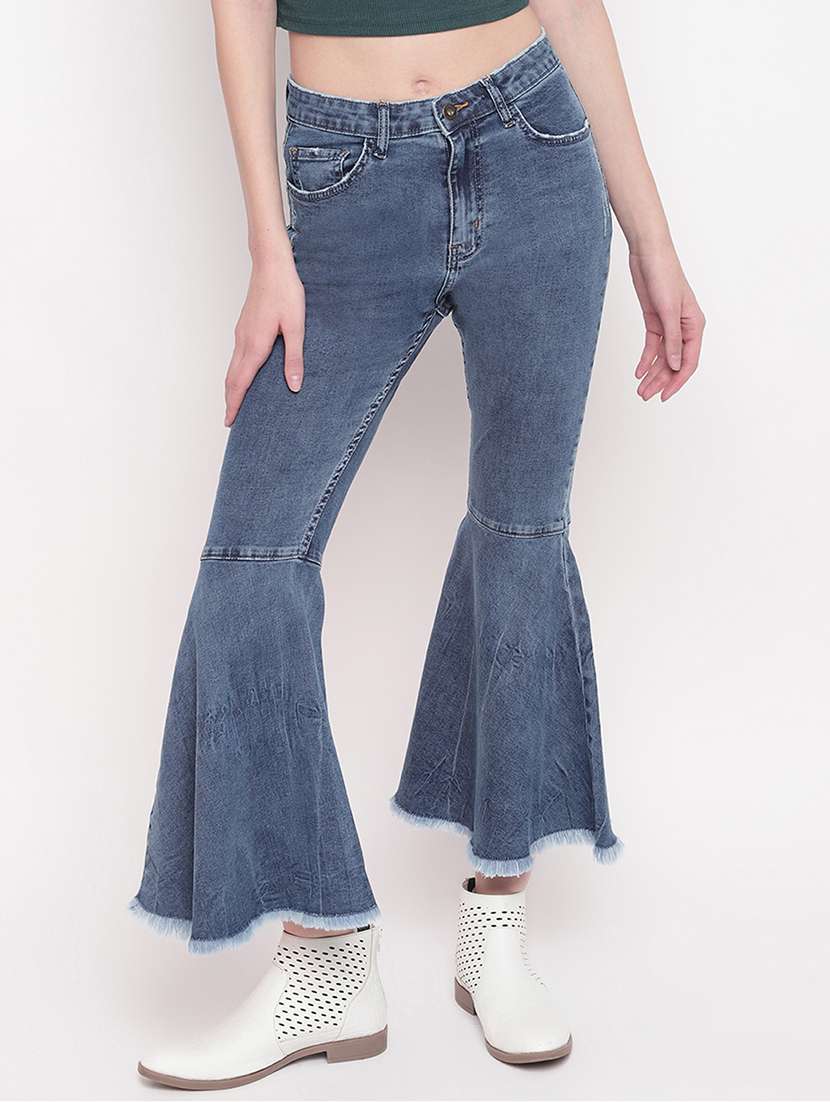 frayed hem bootcut jeans 