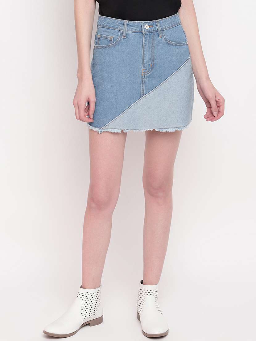 light blue denim skirt