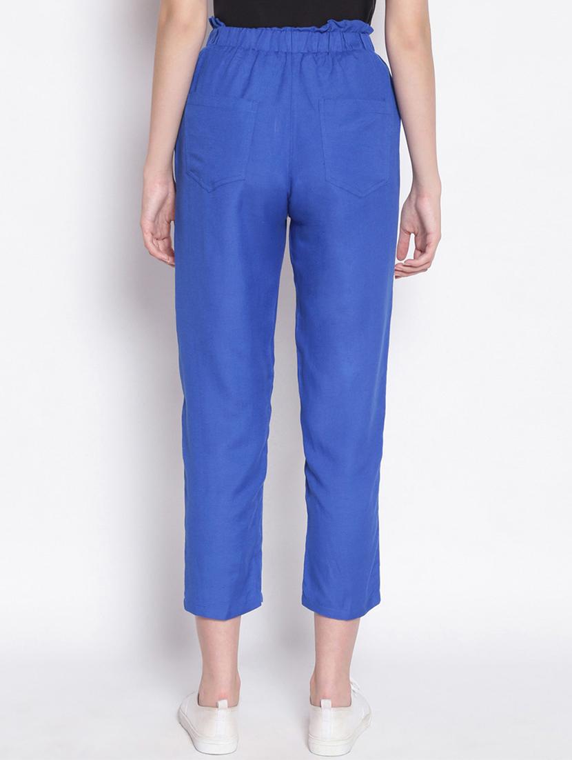solid blue flat front trouser - 17756132 - Standard Image - 2