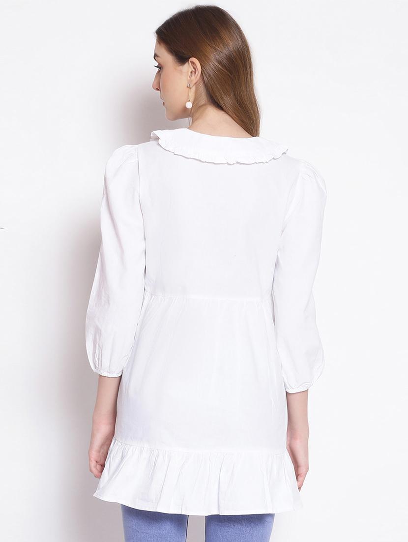 frill detail solid tunic - 17756200 - Standard Image - 2