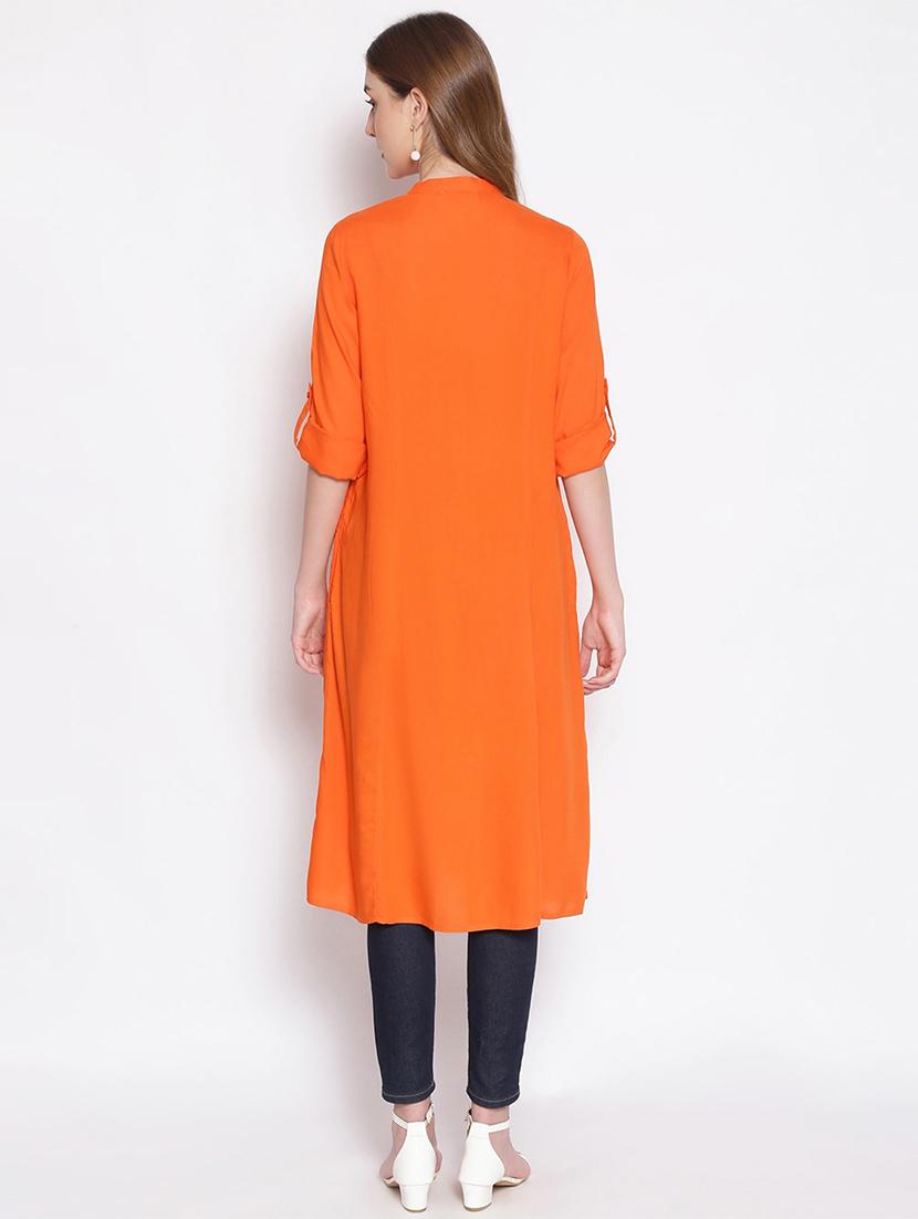 mandarin neck solid tunic - 17756201 - Standard Image - 2