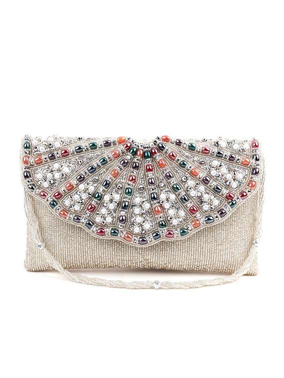 white embellished clutch