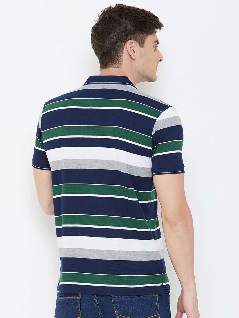 navy blue striped polo t-shirt - 17756427 - Standard Image - 2
