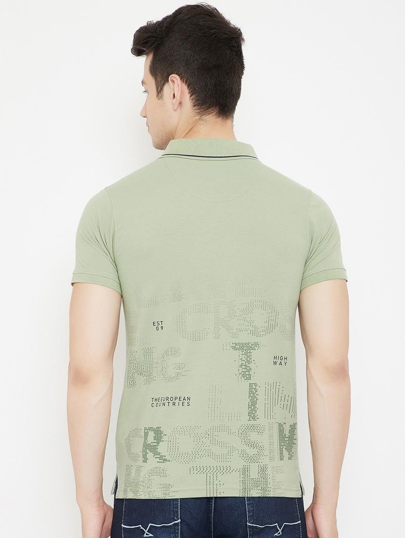 olive green printed polo t-shirt - 17757559 - Standard Image - 2