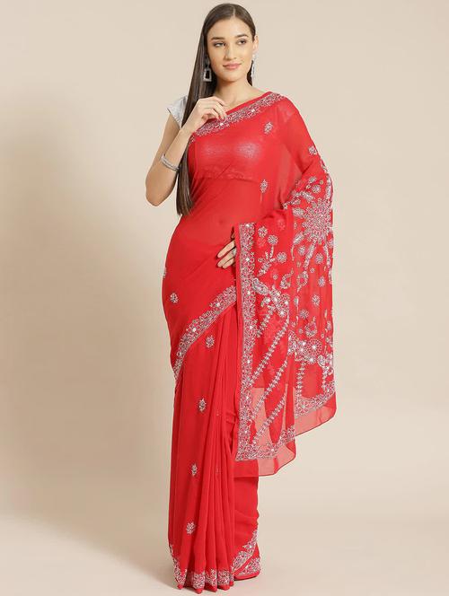 women's embroidered saree with blouse - 17757714 - Standard Image - 0