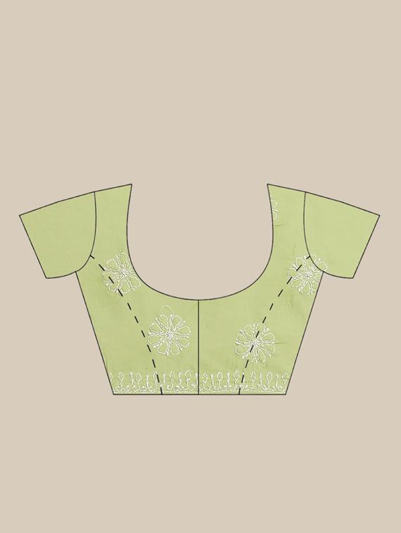 ada hand-embroidered green chikankari saree with blouse - 17757719 - Standard Image - 2