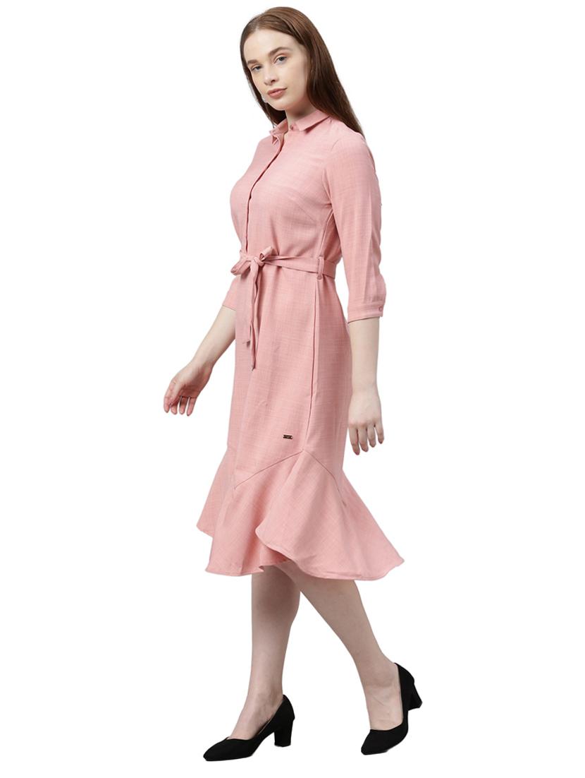 tie front solid flared dress - 17759011 - Standard Image - 2