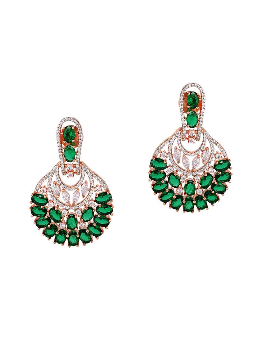 green brass drop earring