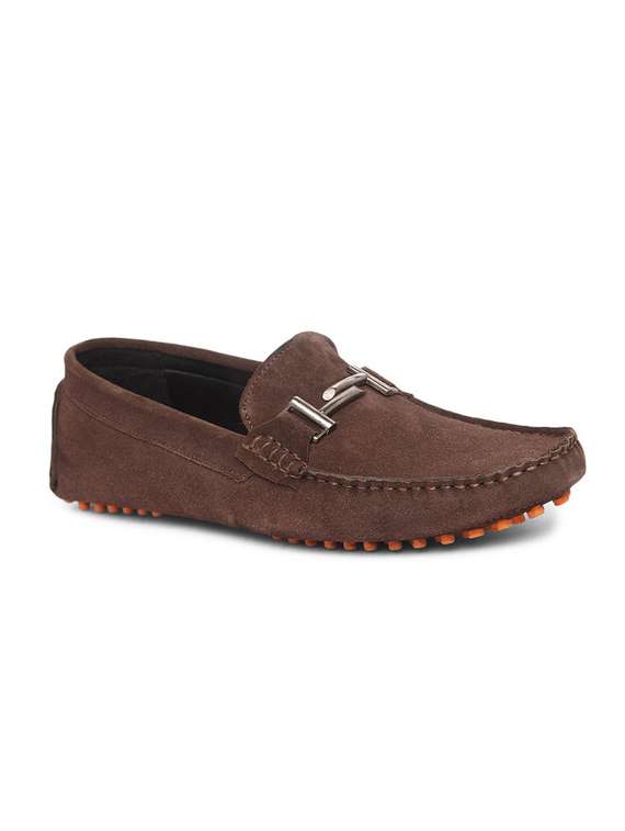 brown leather slip on loafers