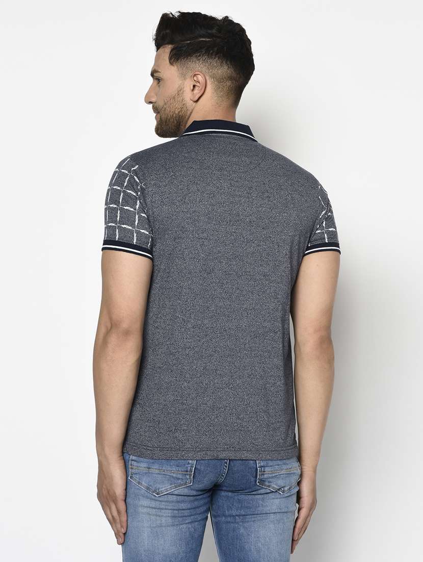 navy blue checkered polo t-shirt - 17760172 -  Standard Image - 2