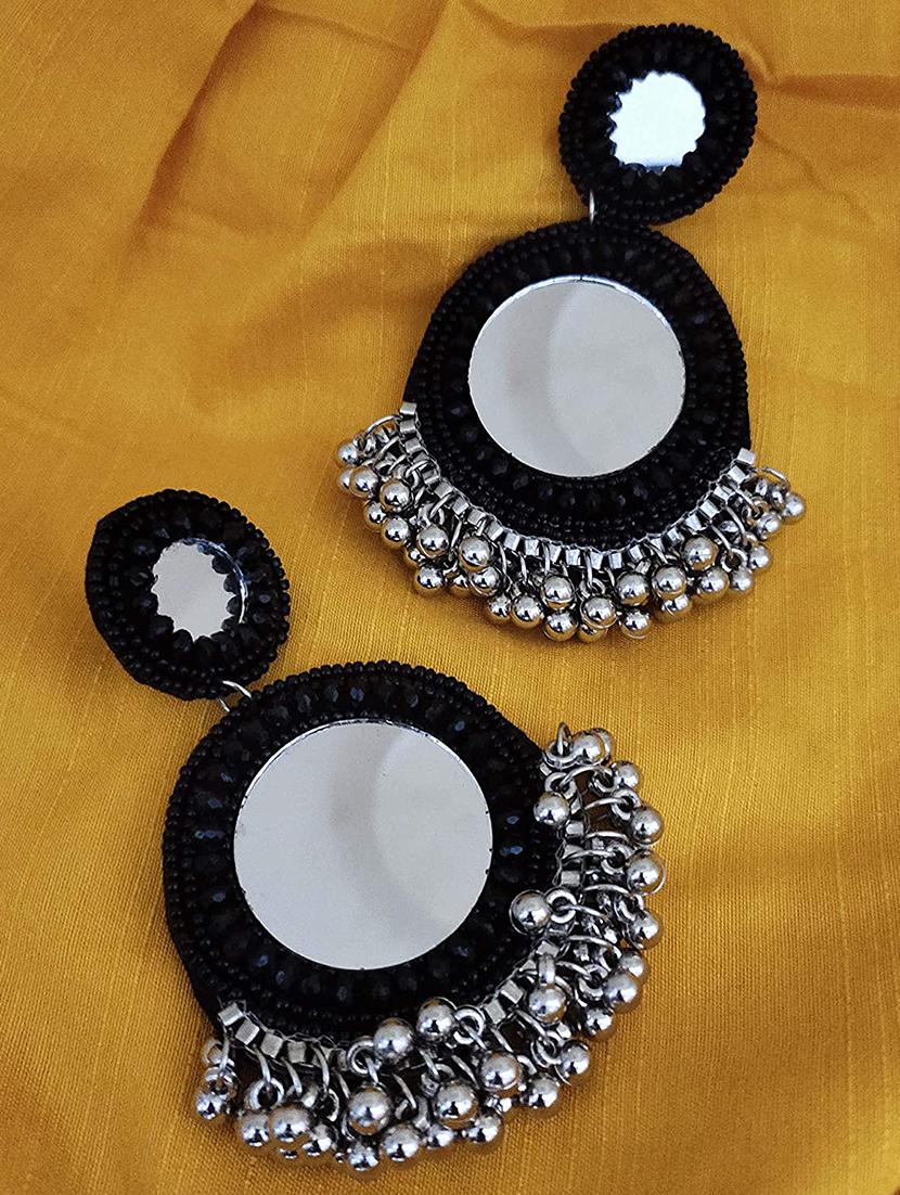 black cotton blend drop earring