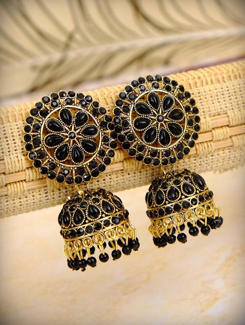 black brass jhumka earring - 17760451 - Standard Image - 0