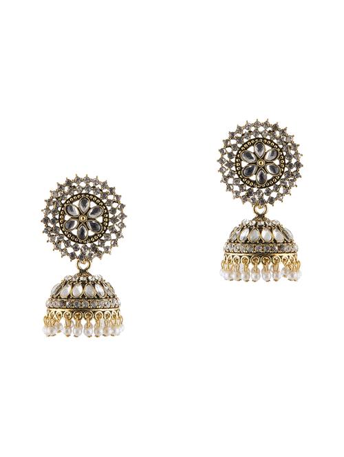 white brass jhumka earring - 17760465 - Standard Image - 0