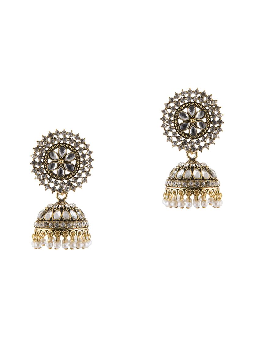 white brass jhumka earring - 17760465 - Zoom Image - 0