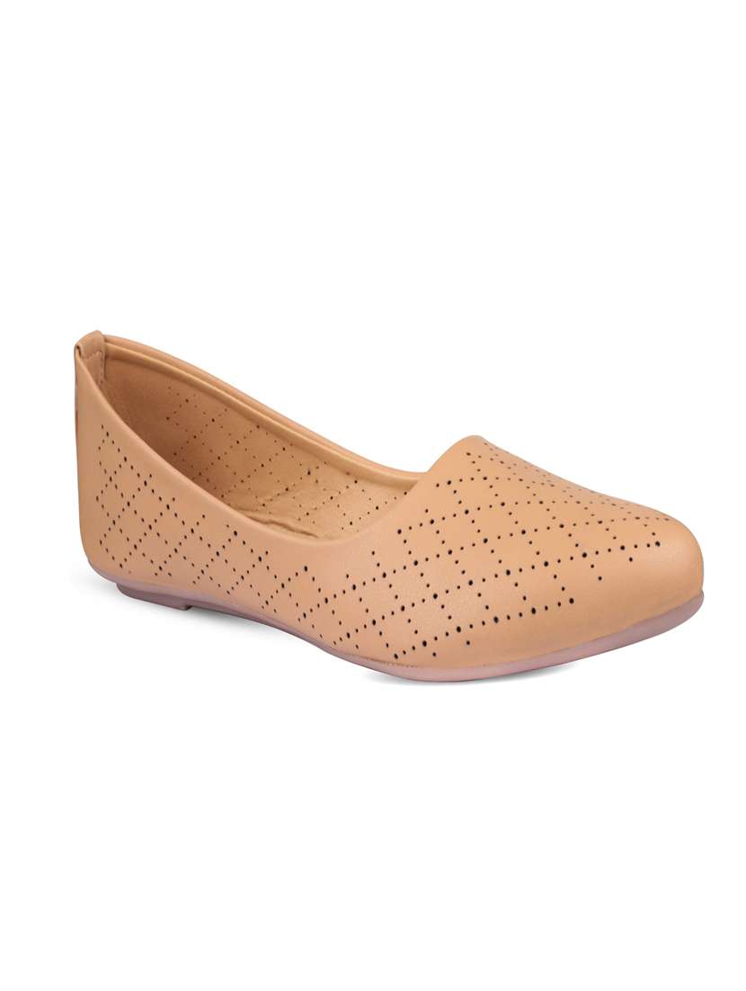 beige synthetic slip on ballerina