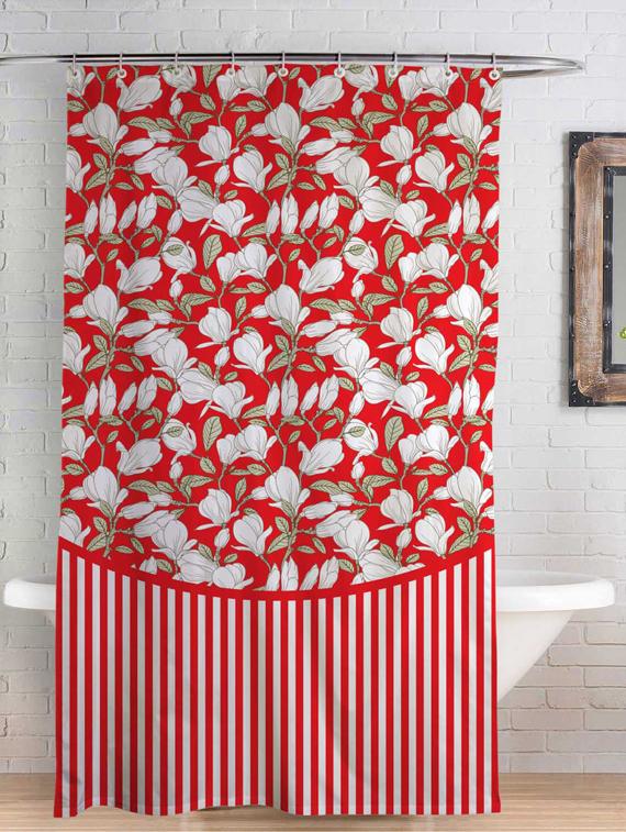rightgifting floral designed water repellent polyester shower curtain 7 feet for bathroom with 10 hooks - 17760651 -  Zoom Image - 0