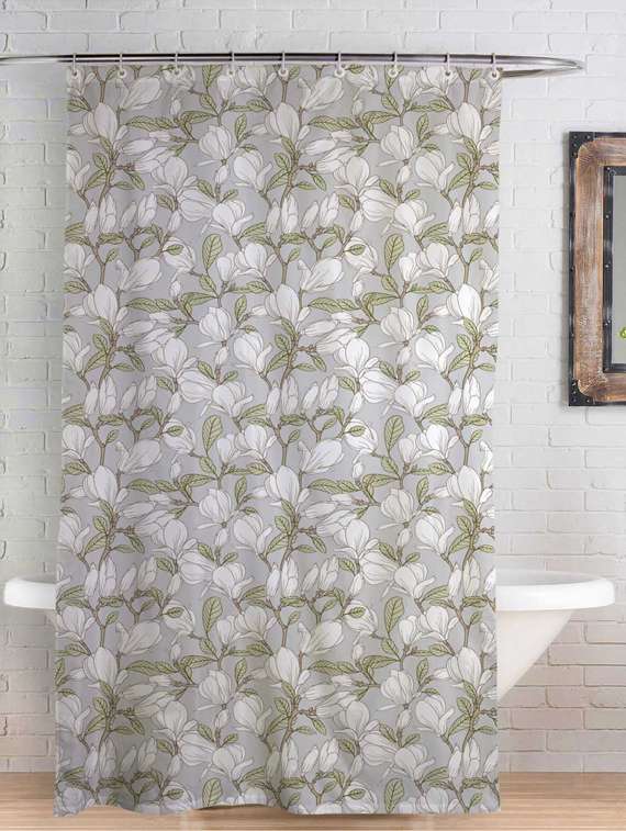 rightgifting floral designed water repellent polyester shower curtain 7 feet for bathroom with 10 hooks