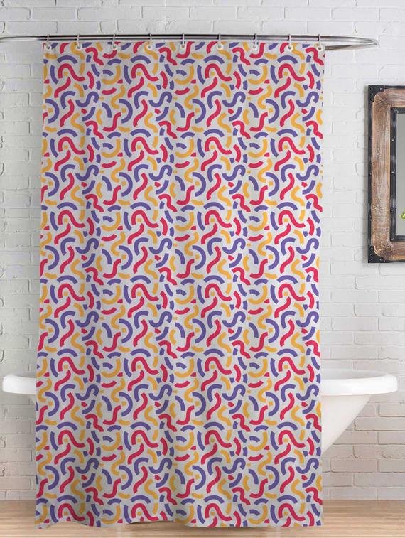 rightgifting printed designed water repellent polyester shower curtain 7 feet for bathroom with 10 hooks