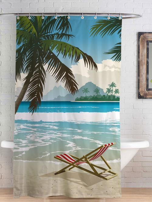 rightgifting printed designed water repellent polyester shower curtain 7 feet for bathroom with 10 hooks - 17760662 -  Standard Image - 0