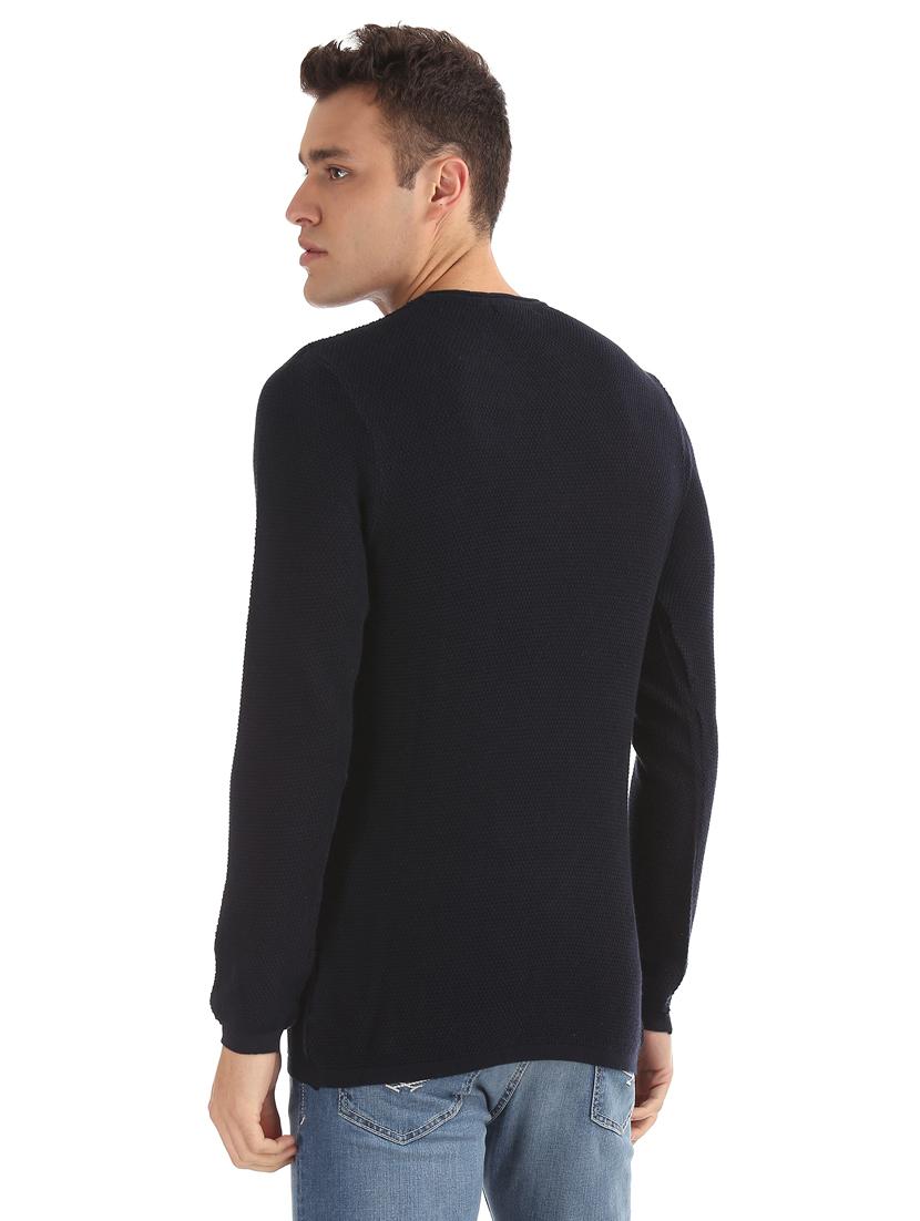 navy blue solid pullover - 17761340 - Standard Image - 2