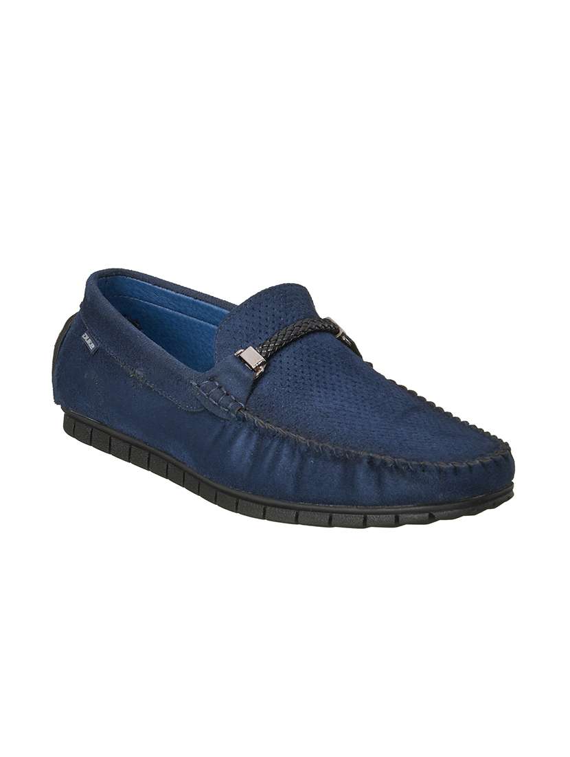 navy synthetic slip on loafers