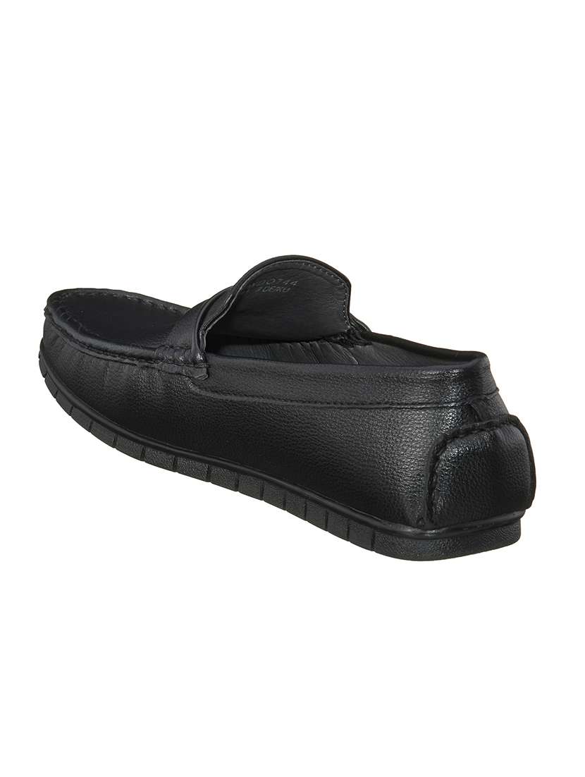 black synthetic slip on loafers - 17762222 -  Standard Image - 2