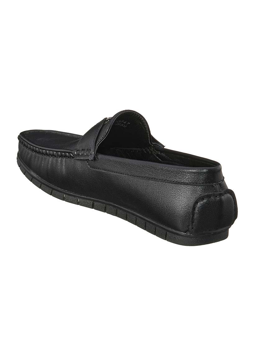 black synthetic slip on loafers - 17762229 -  Standard Image - 2