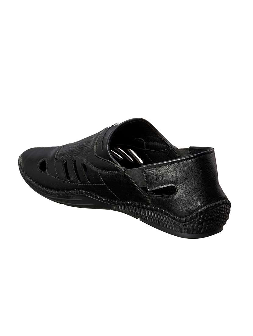 black pu slip on sandals - 17762264 -  Standard Image - 2