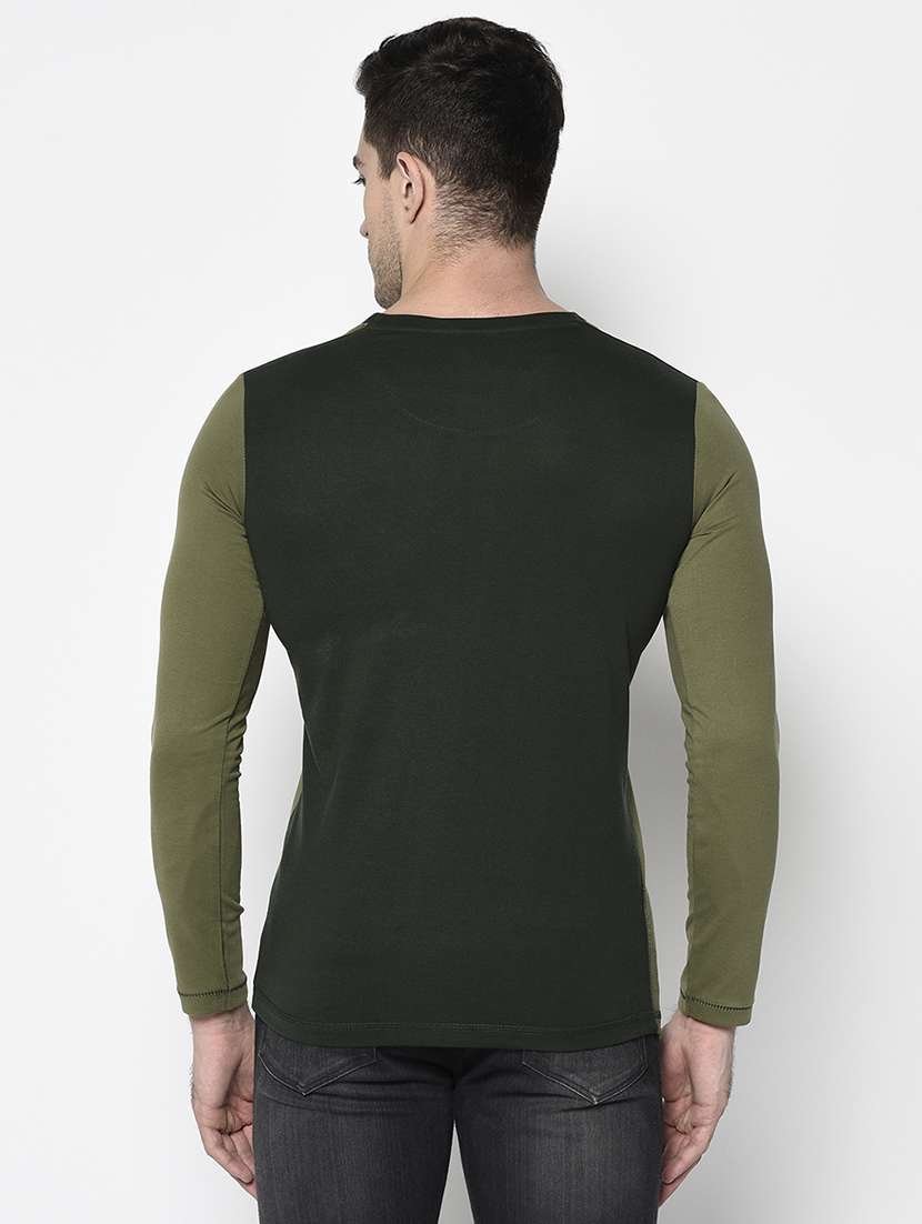 olive green printed t-shirt - 17762452 - Standard Image - 2
