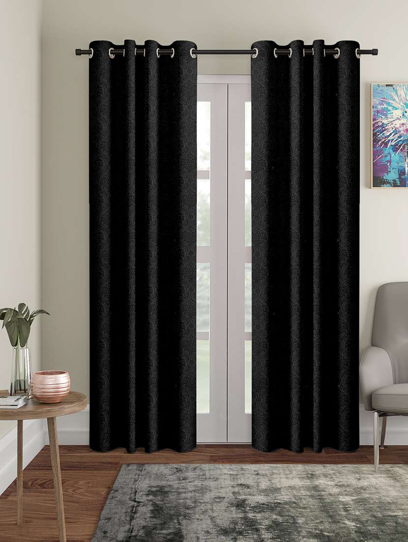 cortina heavy polyester long emboss eyelet door curtains (door 4 x 7 feet, pack of 2