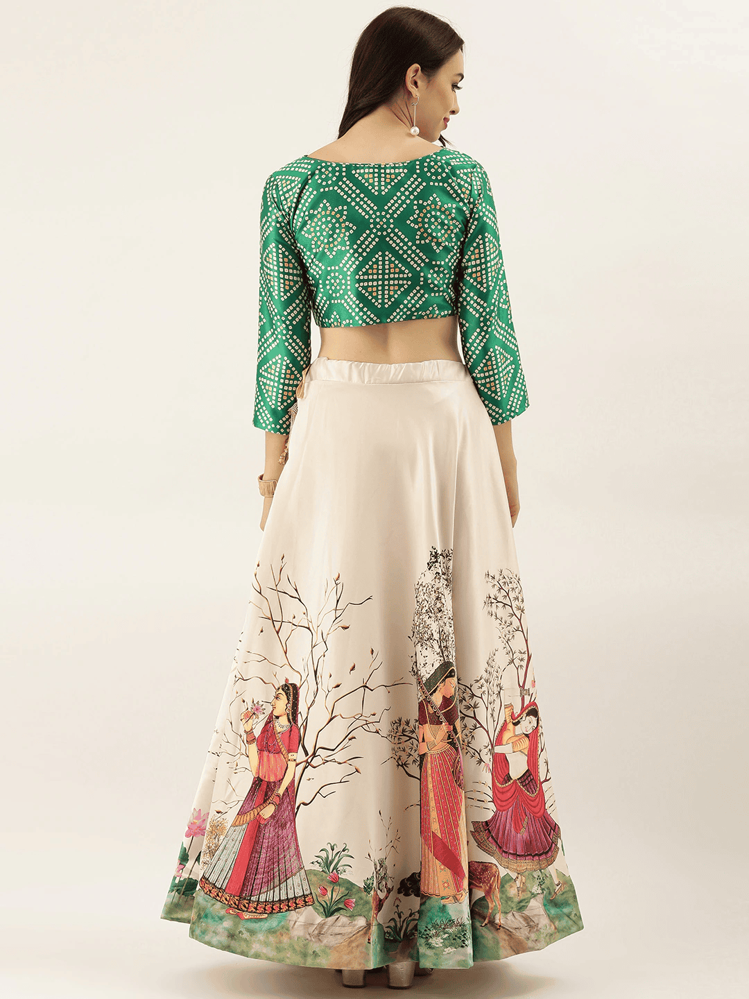 digital print lahengha with padded blouse - 17763126 - Standard Image - 2
