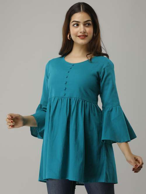 women's flared round neck top - 17763922 -  Standard Image - 0