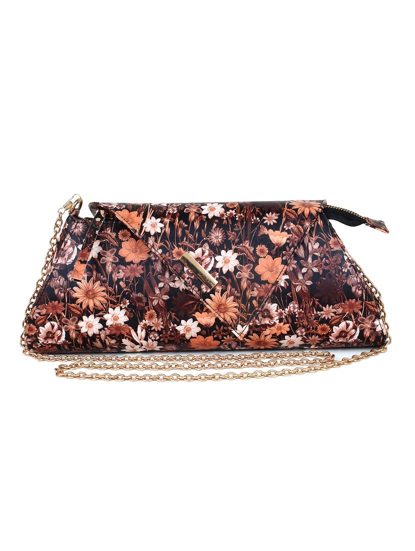 brown leatherette (pu) envelope clutch - 17764195 -  Zoom Image - 0