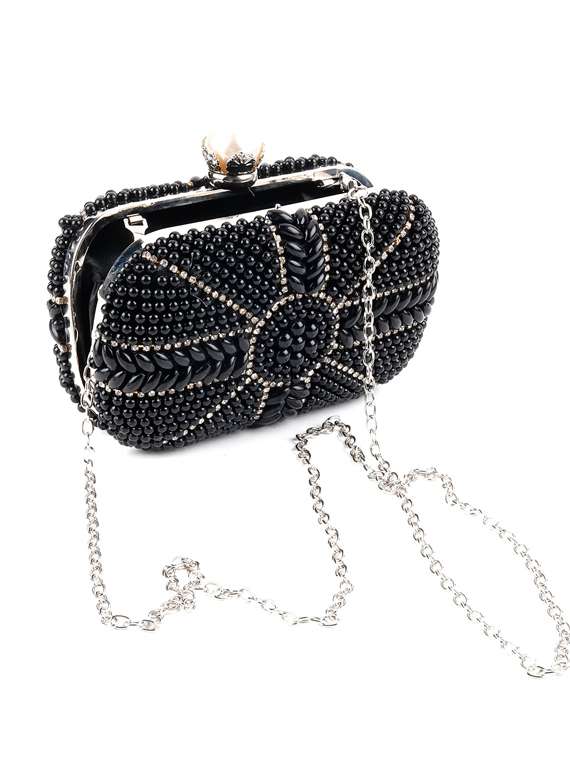 black leather regular clutch