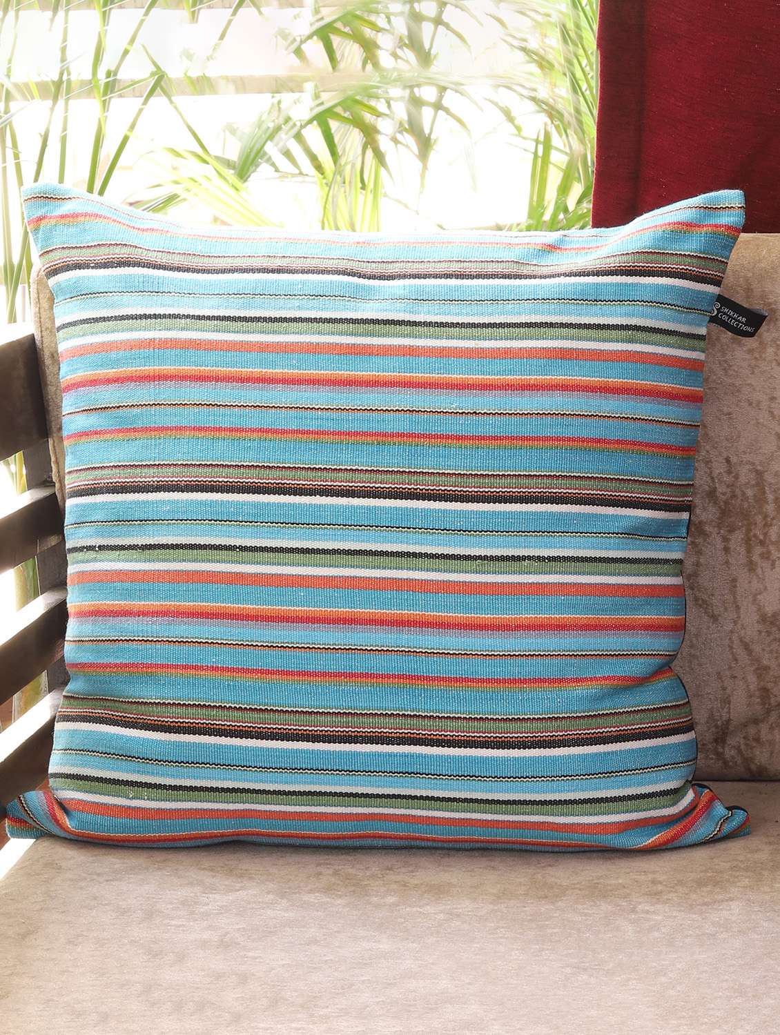 ambbi collections multicolour 100 % cotton 16x16 inch cushion cover, set of 1