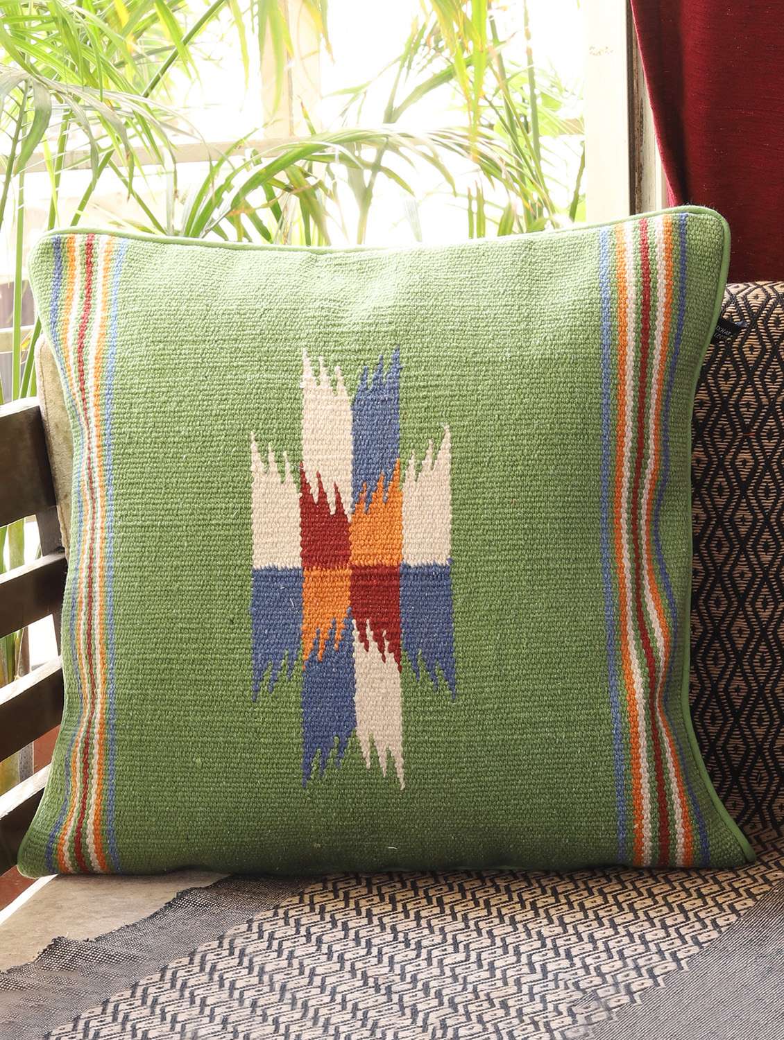 ambbi collections multicolour 100 % cotton 16x16 inch cushion cover, set of 1