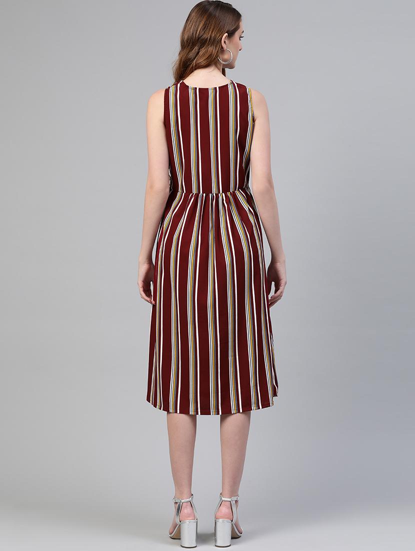 v-neck striped a-line dress - 17764989 - Standard Image - 2