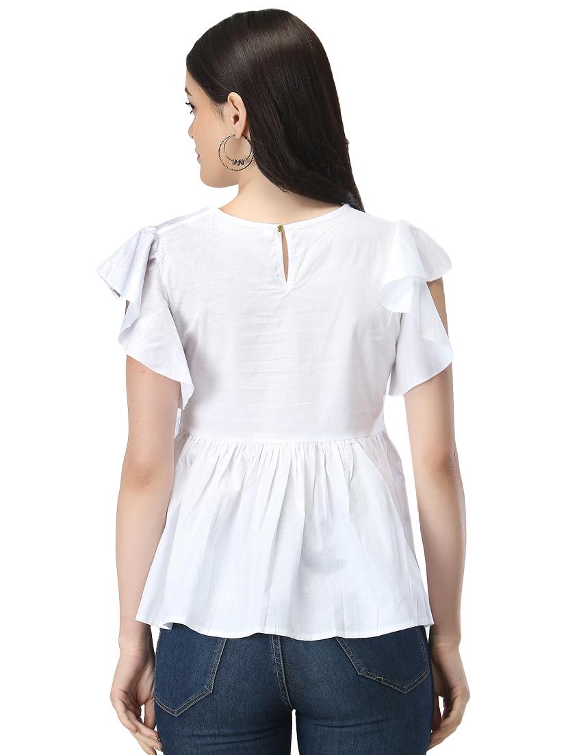 embroidered detail peplum top - 17765070 - Standard Image - 2