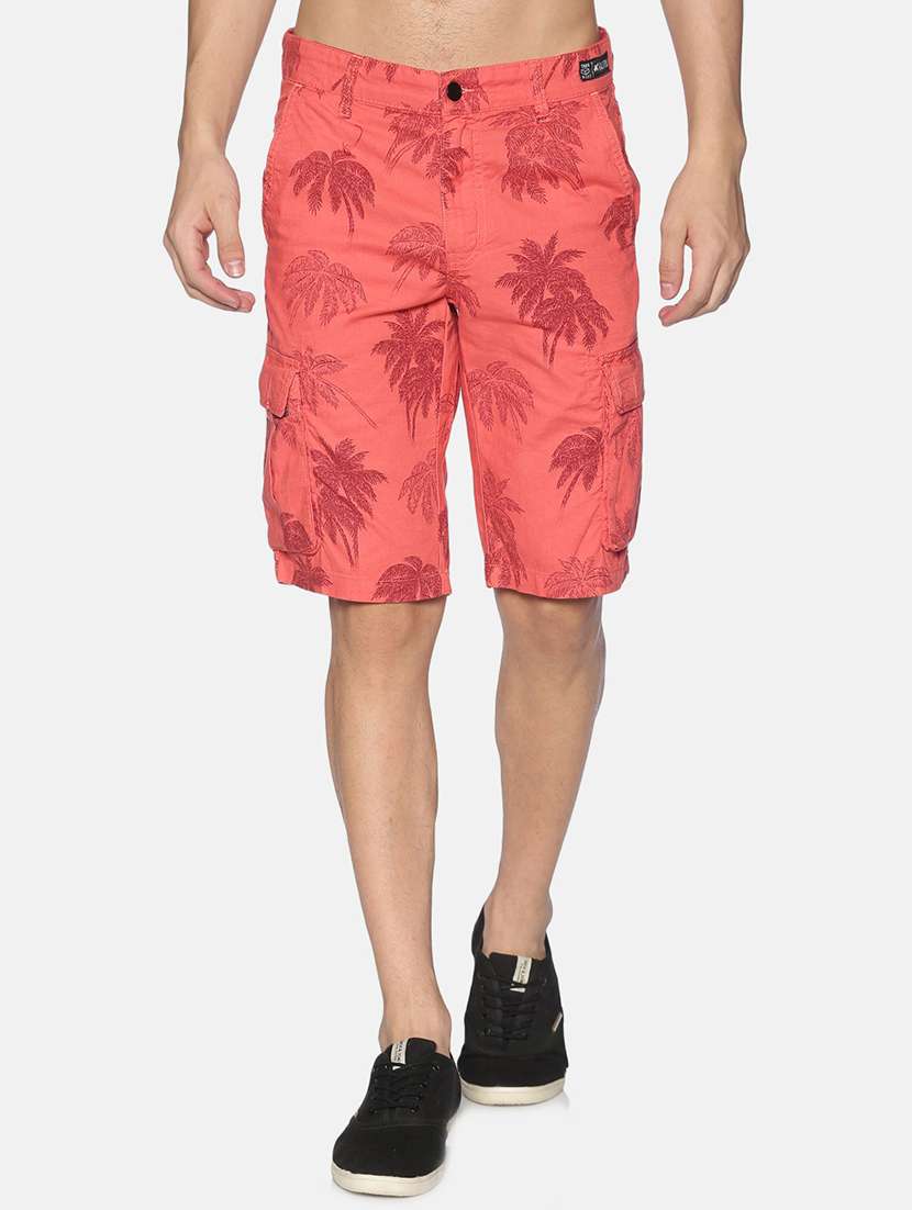 red printed bermuda shorts