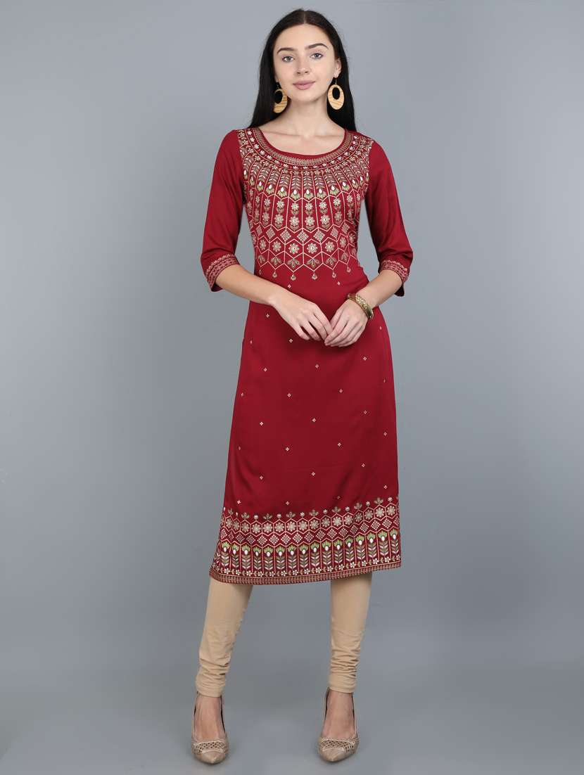 foil printed straight kurta