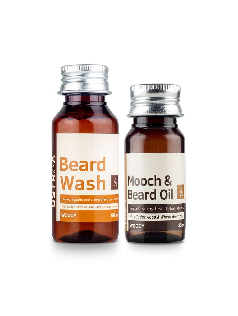 Ustraa Beard Oil Woody   35ml And Ustraa Beard Wash Woody   60ml
