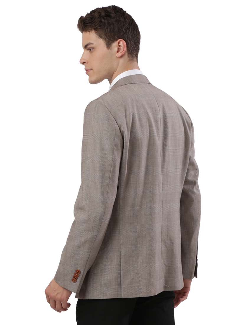 beige checkered single breasted formal blazer  - 17766303 -  Standard Image - 2