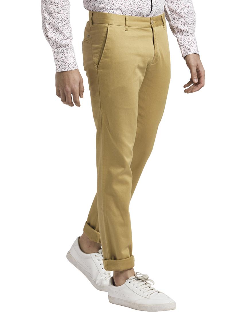 brown solid flat front casual trouser - 17766344 - Standard Image - 2