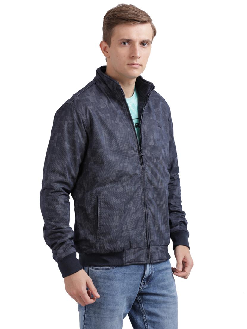 blue solid casual jacket - 17766445 - Standard Image - 2