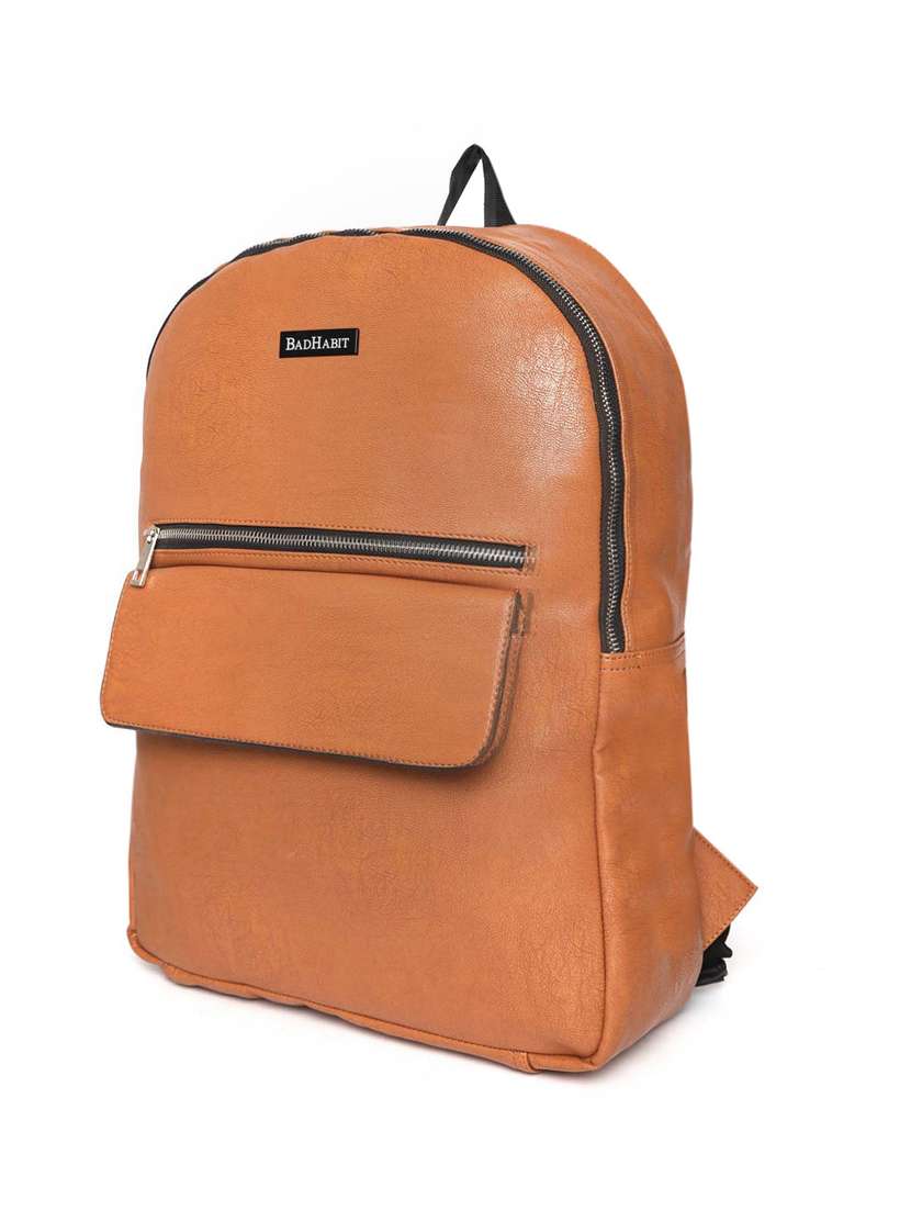 tan leather  backpack