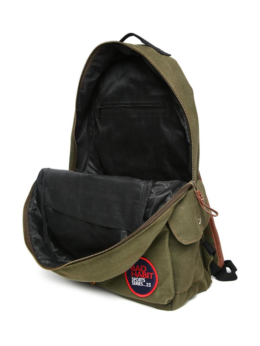 olive green cotton polyester blend backpack - 17769857 - Standard Image - 2
