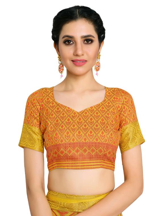 yellow art silk patola saree with blouse - 17770754 - Standard Image - 2