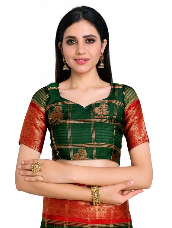 green organza banarasi saree - 17770766 - Standard Image - 2